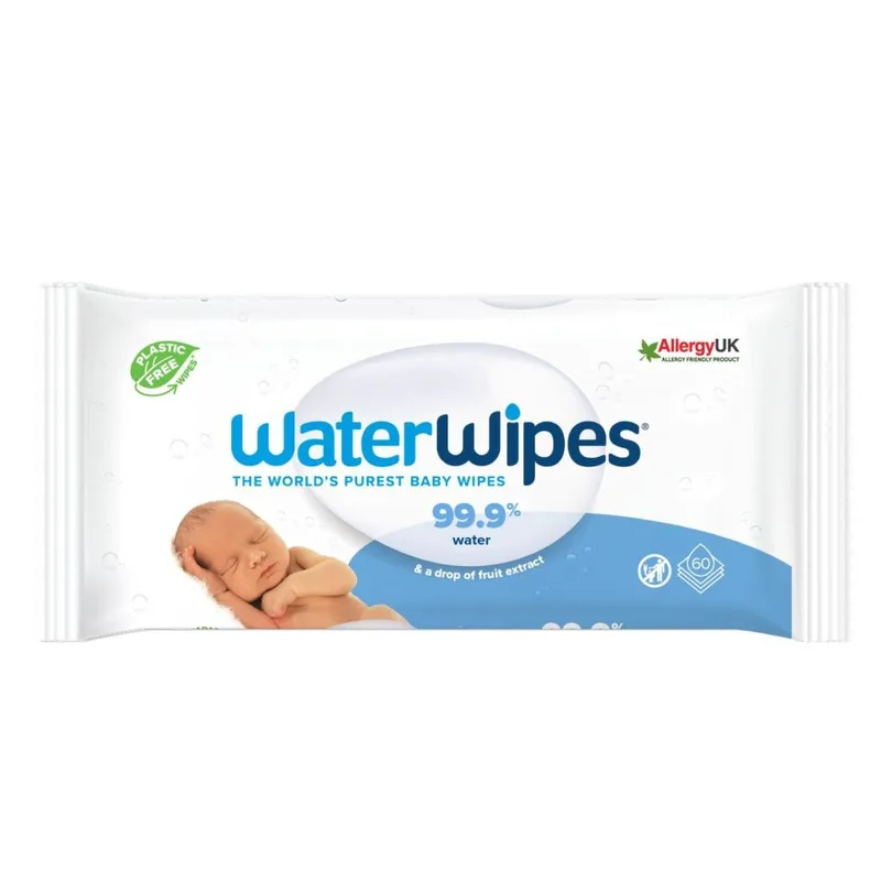 WaterWipes Άοσμα Μωρομάντηλα, 99,9% Νερό, 100% Plastic-free, 60τεμ