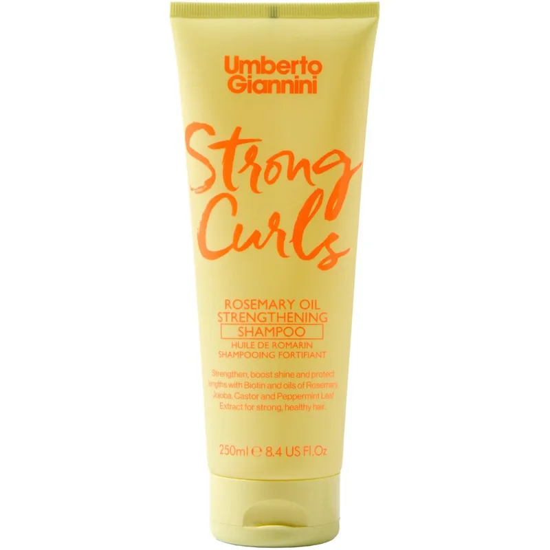 Umberto Giannini Strong Curls Rosemary Oil Shampoo Σαμπουάν Ενδυνάμωσης, Ενίσχυσης & Προστασίας για τα Μήκη με Βιοτίνη, Έλαια Δεντρολίβανου, Jojoba, Καστορέλαιο & Φύλλα Μέντας 250ml