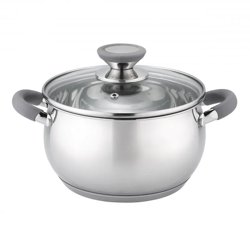 Κατσαρόλα Oliver Voltz OV51210N28, 28 cm, 10.45 l, Επαγωγή, Γκρι λαβές από σιλικόνη, Inox/Γκρί
