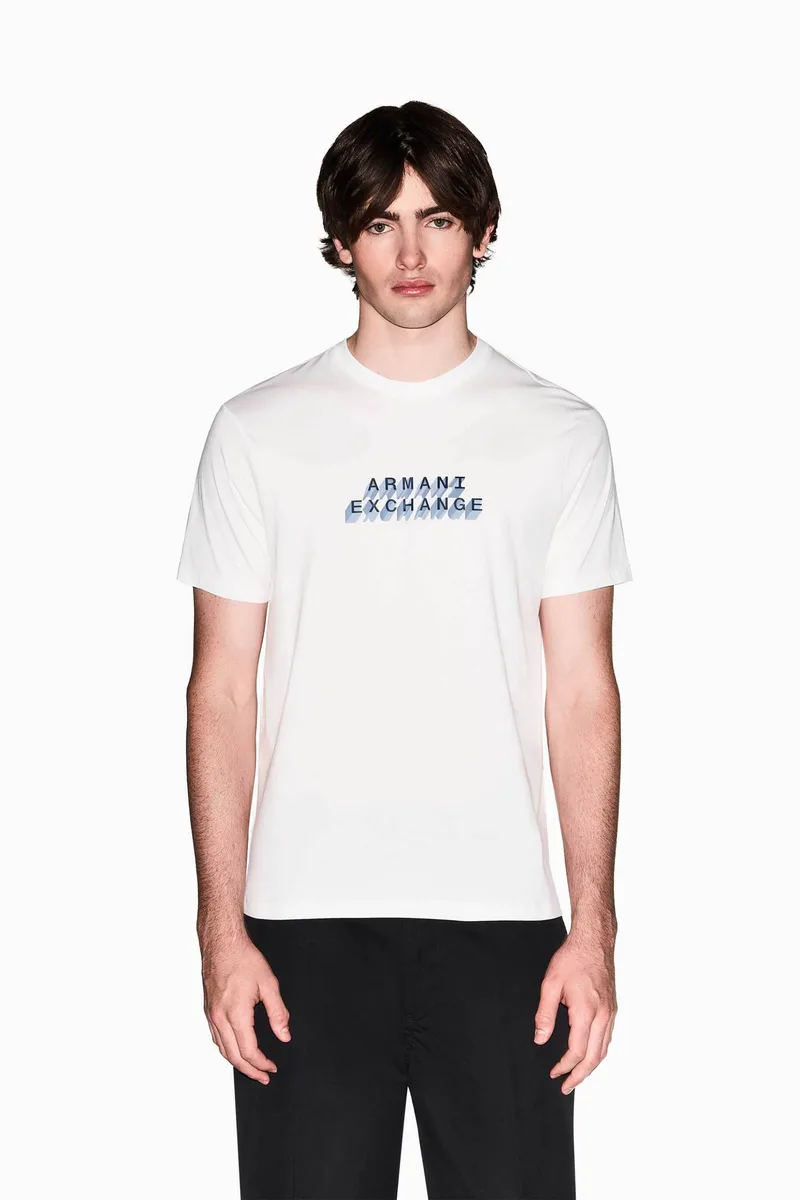 Armani Exchange ανδρικό T-shirt με logo print Slim Fit - XM002779AF10358 Λευκό