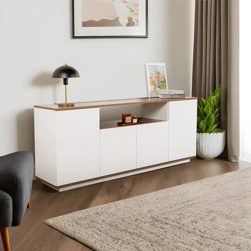 Κονσόλα Arista - White, Walnut 353Nrd1205 (180x75x44,5 cm)