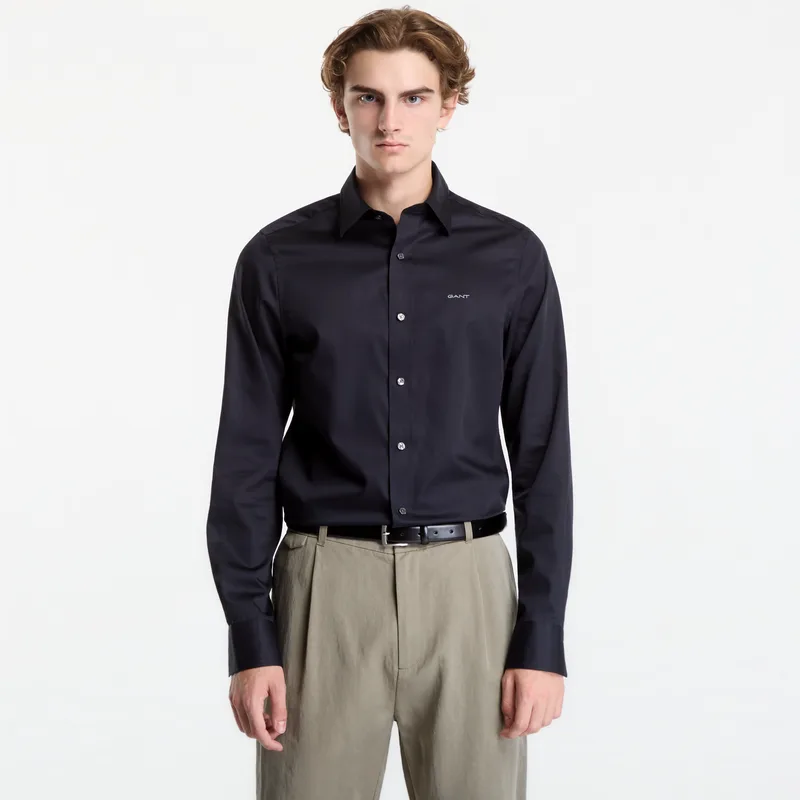 Πουκάμισο Gant Slim Sateen Shirt Black XL