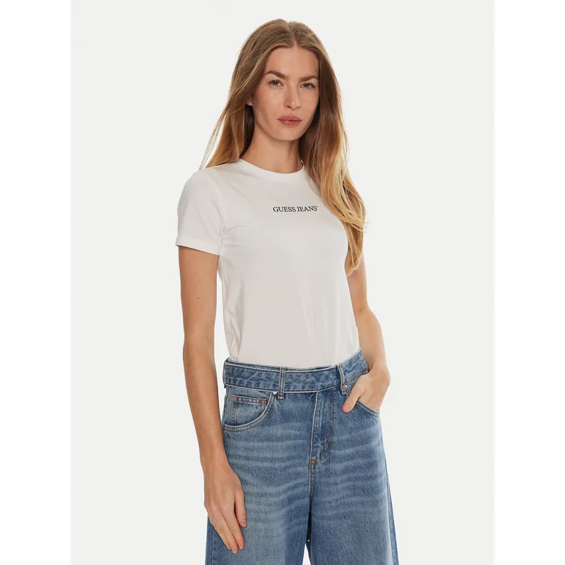 Guess Jeans T-Shirt W4YI01 J1314 Λευκό Slim Fit