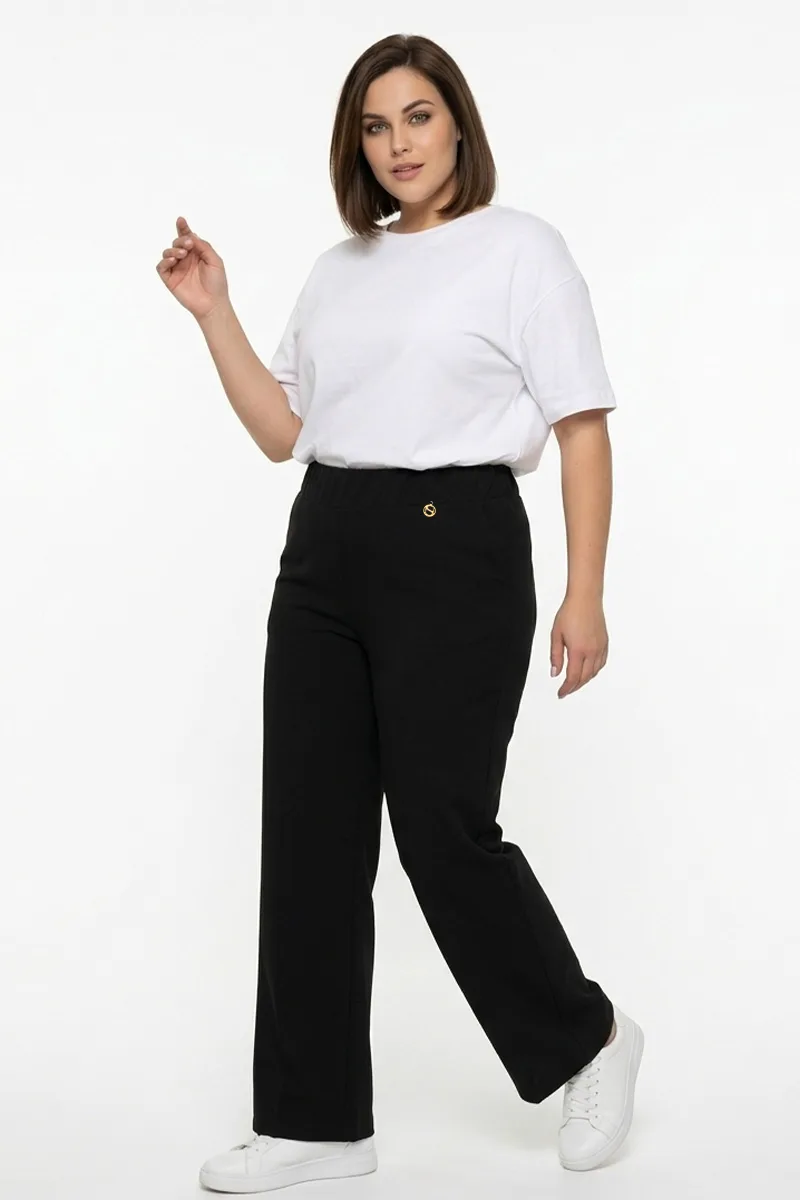 Παντελόνα heavy ελαστική σε μαύρο χρώμα plus size