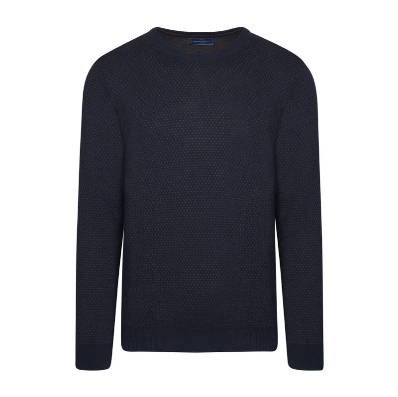 Prince Oliver Πουλόβερ Με Μικροσχέδιο Μπλε Σκούρο (Modern Fit) New Arrival
