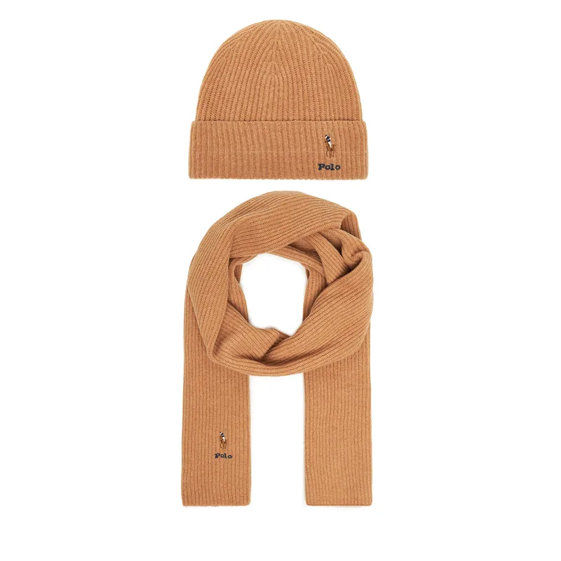 Σετ Κασκόλ και Σκούφος Polo Ralph Lauren 455981430002 Καφέ