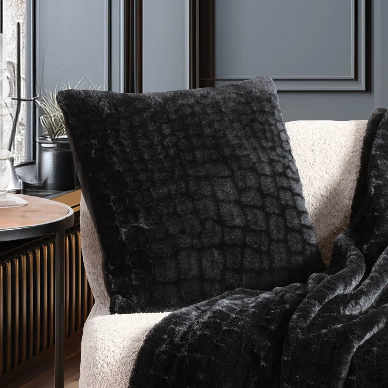 Διακοσμητικό Μαξιλάρι Γούνινο (45x45) Nef-Nef Homeware Mentor Black