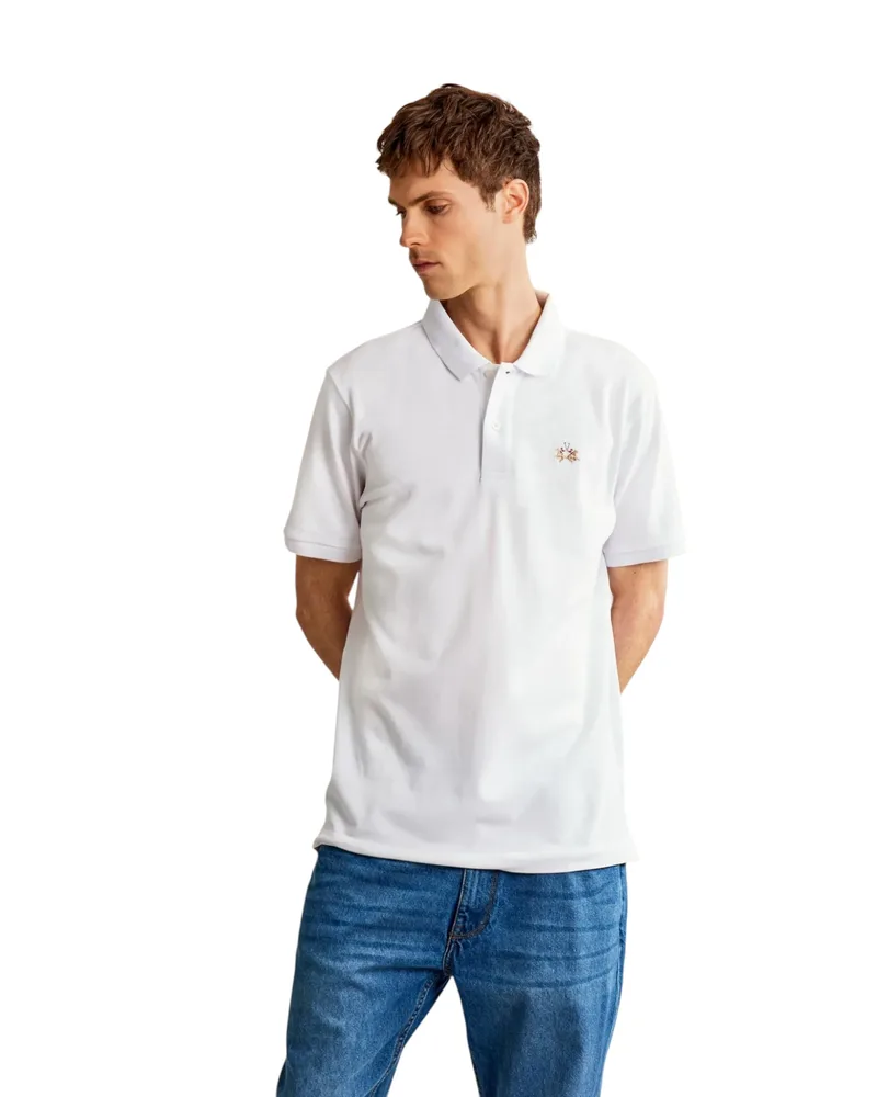 La Martina Ανδρική Polo Μπλούζα CCMP12PK201-00001 Λευκό