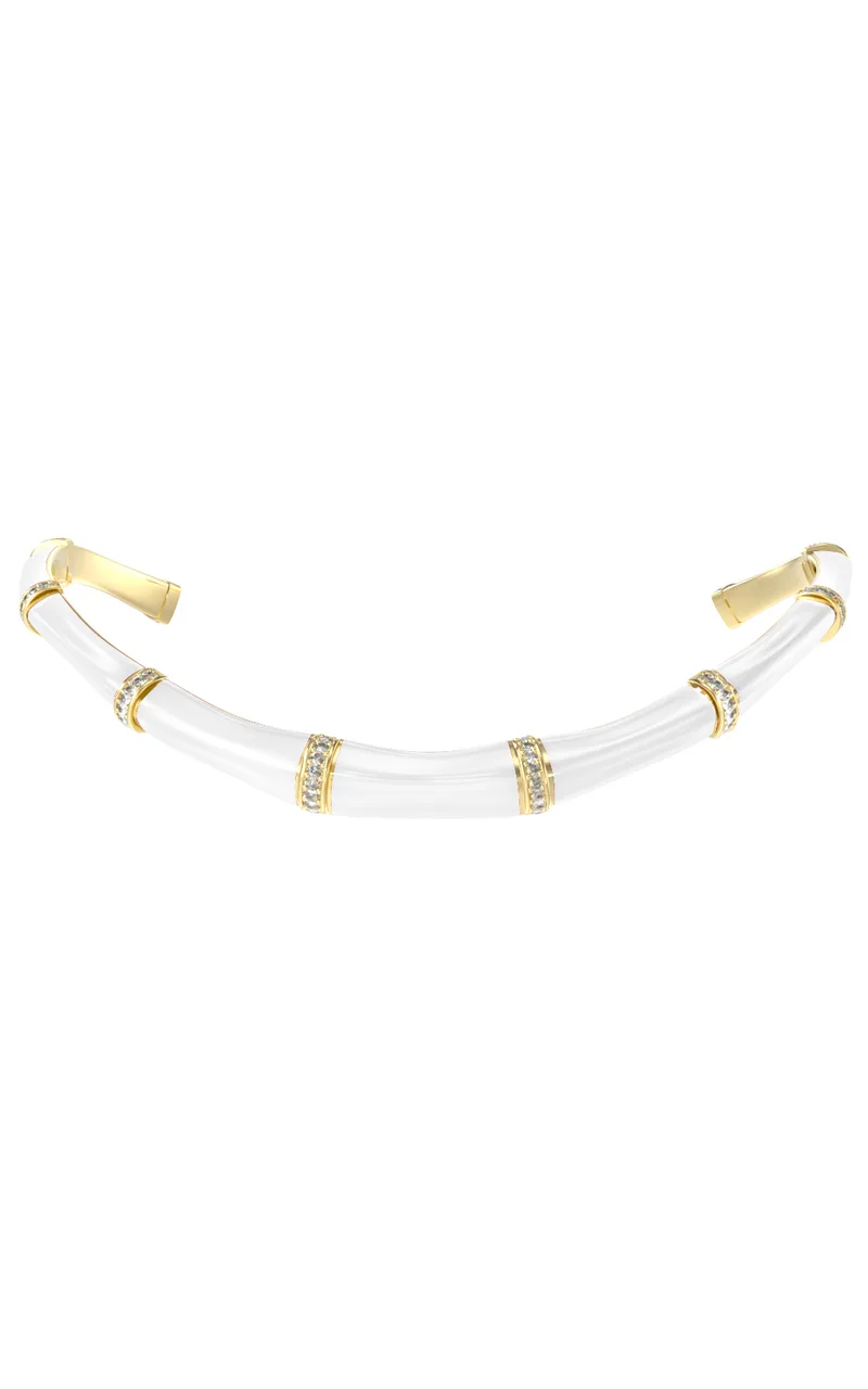 GUESS STEEL BAMBOO JUBN05155JWYGWHT/U Κολιέ Δίχρωμο Με Πέτρες