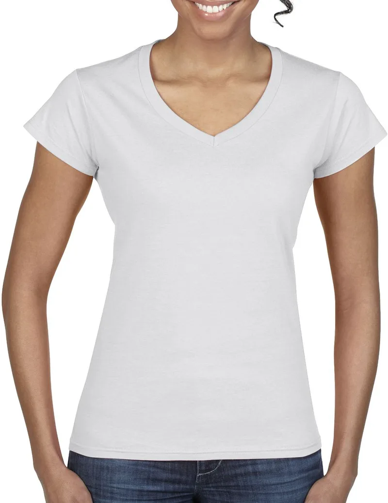 Γυναικείο T-Shirt με V-Neck 64V00L Gildan Softstyle White