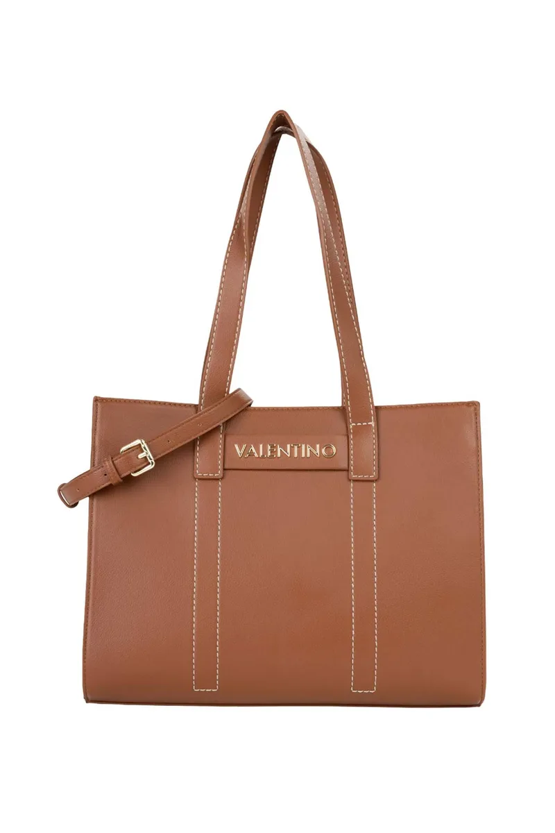 Valentino γυναικεία τσάντα shopper με μεταλλικό λογότυπο "Aury Re" - 73LVBS9OB01/AUR Καφέ
