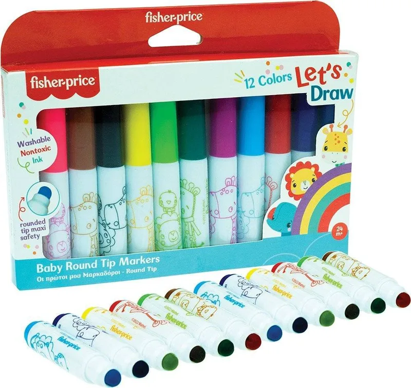 ΜΑΡΚΑΔΟΡΟΙ ROUND TIP FISHER PRICE 12 ΧΡΩΜATA