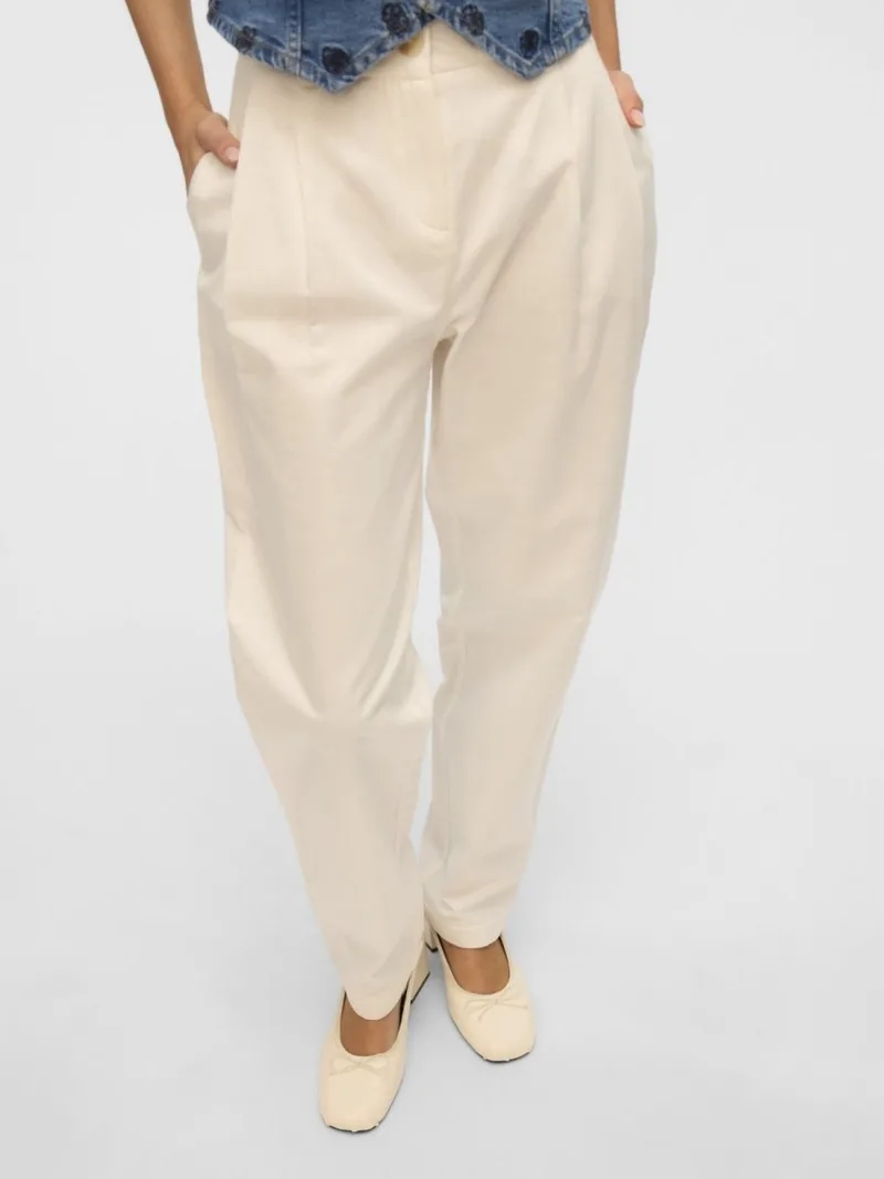 VERO MODA Barrel Leg Trousers - 10329947 - White