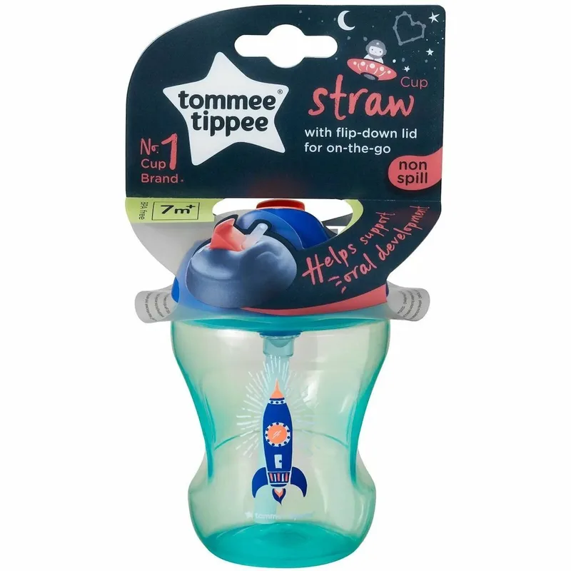 Tommee Tippee Straw Training Cup 7m+ Τιρκουάζ Εκπαιδευτικό Κύπελλο με Καλαμάκι 230ml, Κωδ 447155