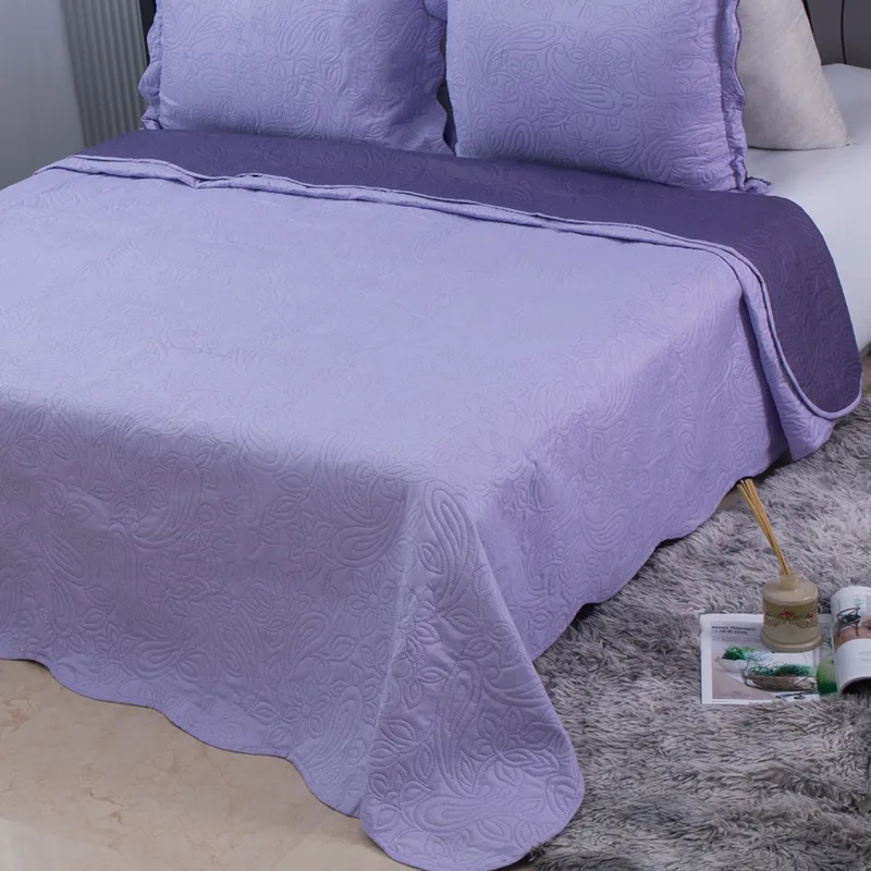 Κουβερλί Υπέρδιπλο (Σετ 220x240) 2 Όψεων Silk Fashion Solid Μωβ