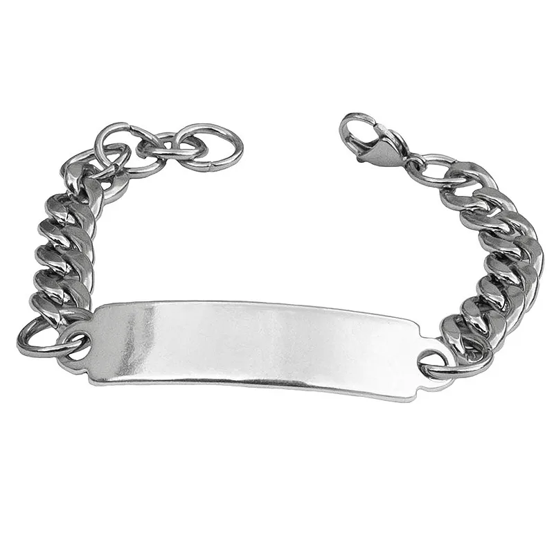 Jt Unisex αλυσίδα ταυτότητα χεριο΄ύ χοντρή ατσάλι & ΖΑΜΑΚ Ασημί