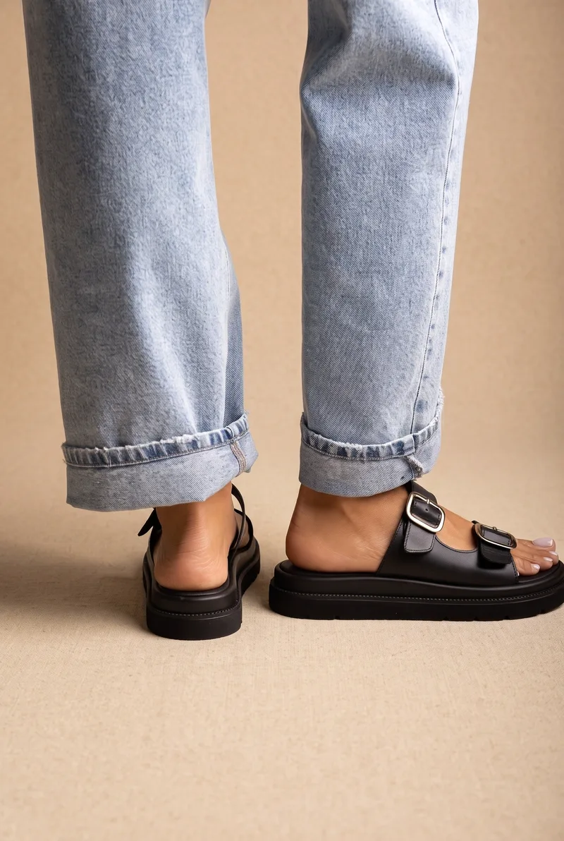 TFP Flatform Sandals Statement Buckle - 2000 - Μαύρο Ματ