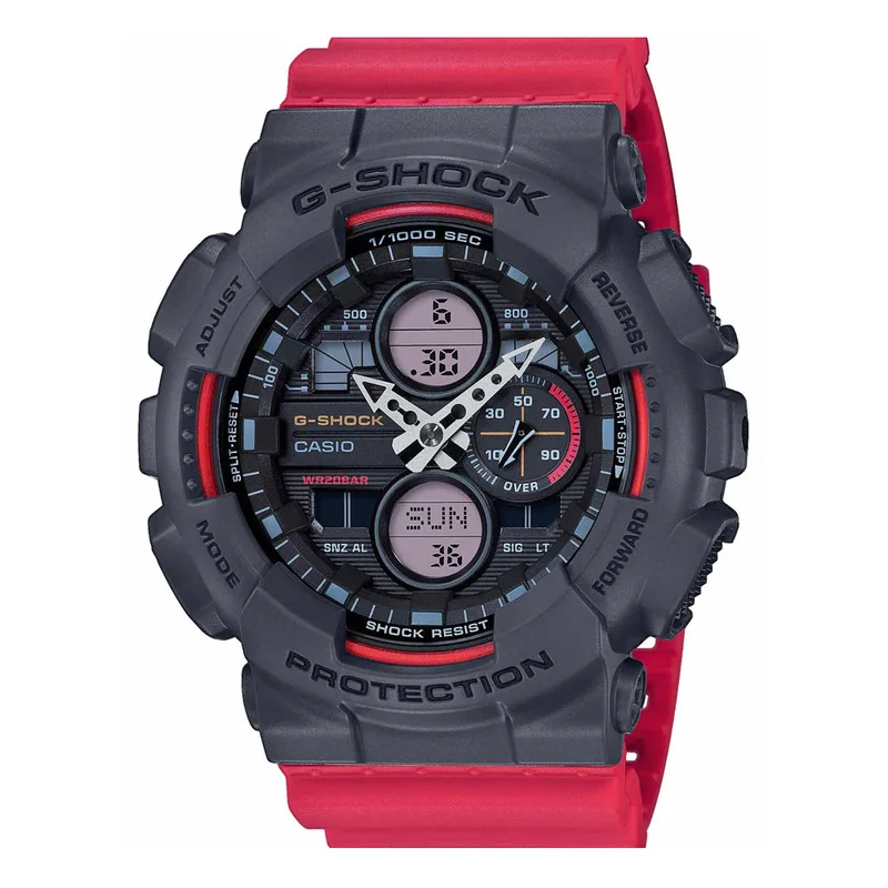 CASIO G-SHOCK Anadigi Red Rubber Strap GA-140-4AER