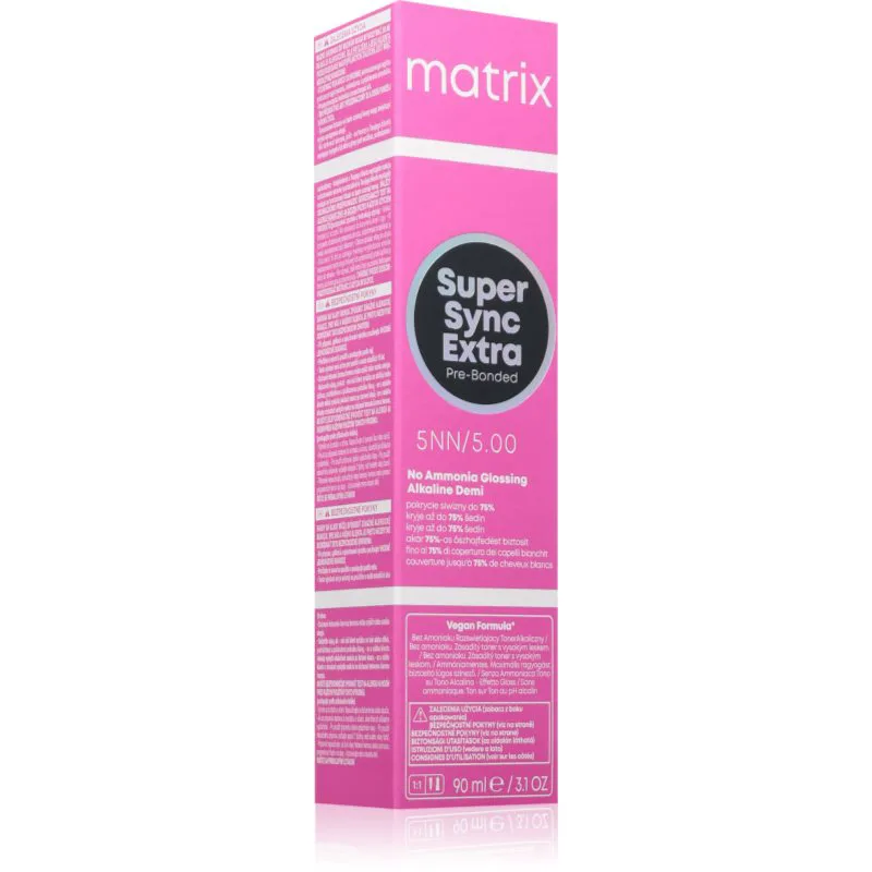 Matrix Super Sync Extra Pre-Bonded προσωρινή βαφή μαλλιών χωρίς αμμωνία απόχρωση 5NN 90 ml