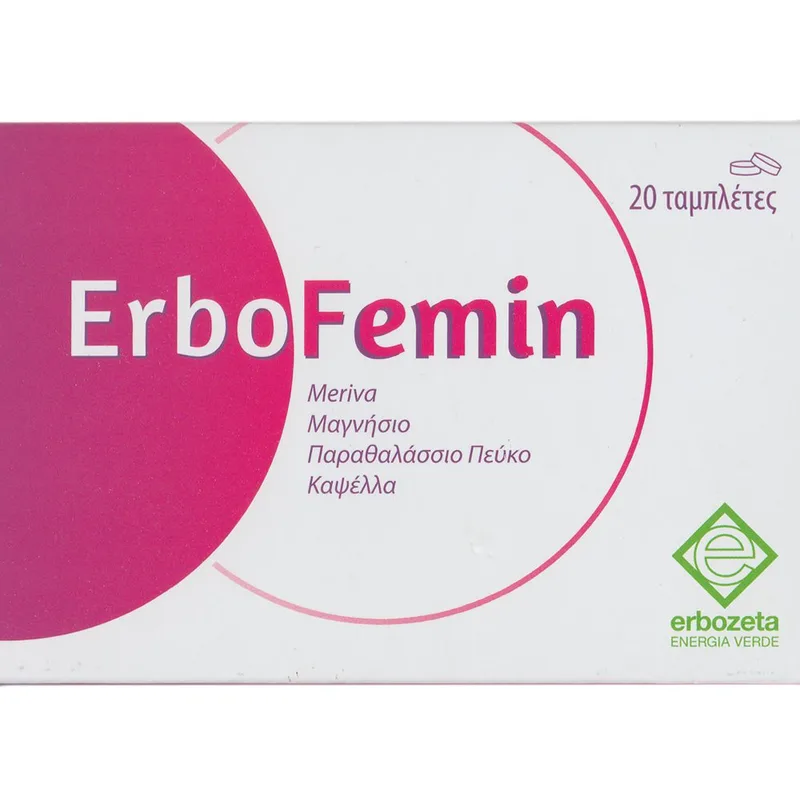 Erbozeta ErboFemin Συμπλήρωμα Διατροφής Φυτικών Εκχυλισμάτων & Μαγνησίου για την Αντιμετώπιση των Συμπτωμάτων πριν & Κατά τη Διάρκεια της Έμμηνου Ρύσεως 20tabs