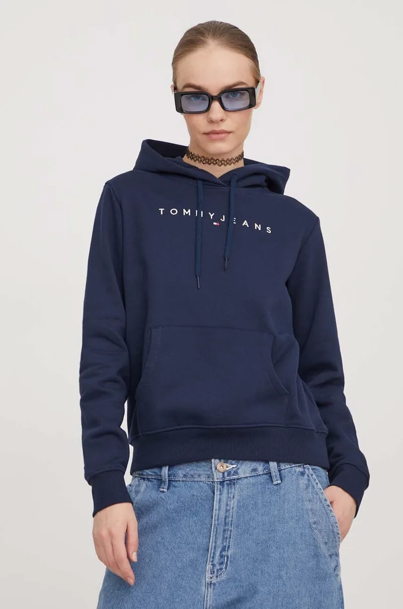 Tommy Jeans μπλούζα με κουκούλα γυναικεία από βαμβάκι με ελαστάν