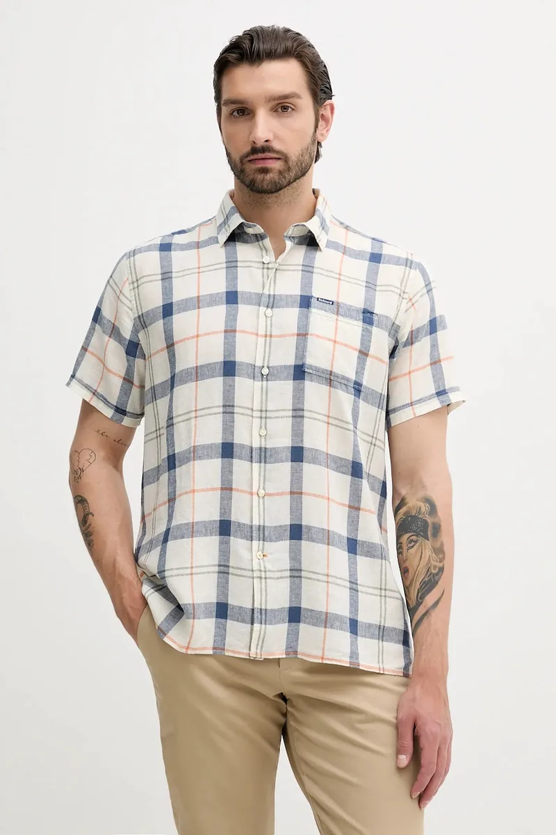 Πουκάμισο από λινό Barbour CROFT