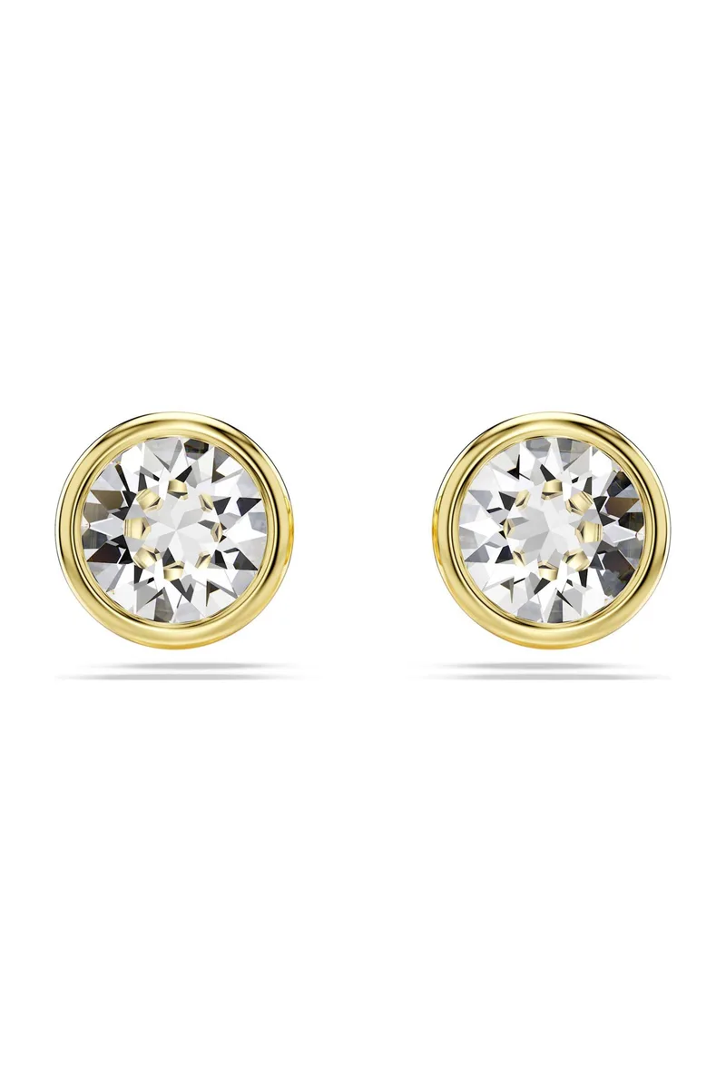 Swarovski γυναικεία σκουλαρίκια με καραφάκι στρογγυλή κοπή, λευκά, επιμετάλλωση σε χρυσαφί τόνο "Imber" - 5681552
