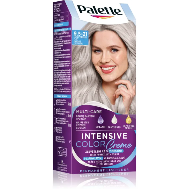 Schwarzkopf Palette Intensive Color Creme μόνιμη βαφή μαλλιών απόχρωση 9.5-21 Luminous Silver Blonde 1 τμχ
