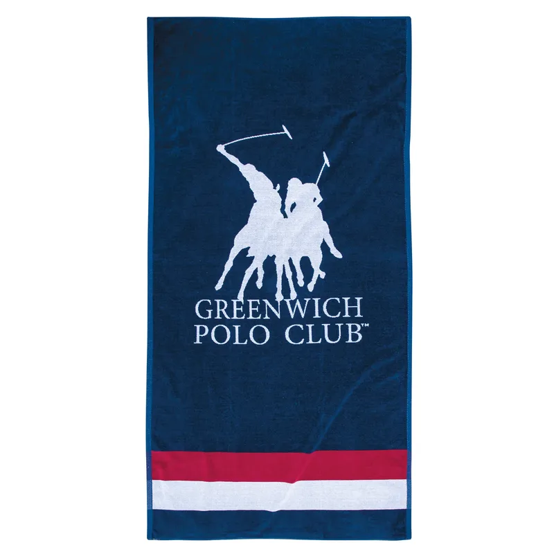 Greenwich polo club πετσετα θαλασσησ 90χ180 3866 κοκκινο, λευκο, μπλε