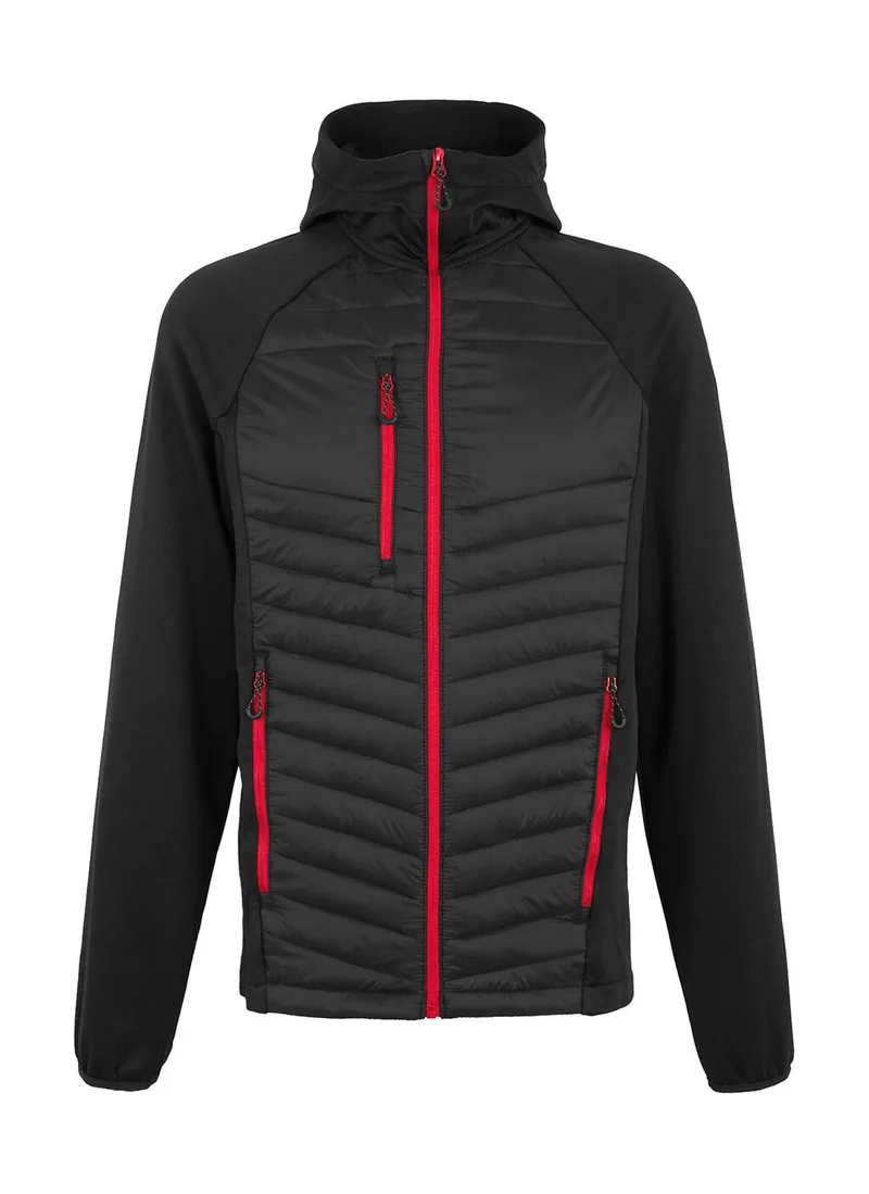 Men’s Navigate Hybrid Hooded Jacket Regatta Professional TRA549 Black/Classic Red