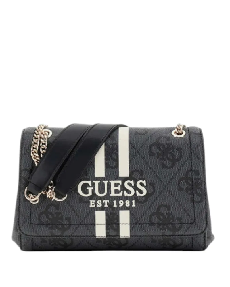 Guess Γυναικεία Τσάντα Ώμου Crossbody Noelle II HWOS9672210-Coal Logo Μαύρο