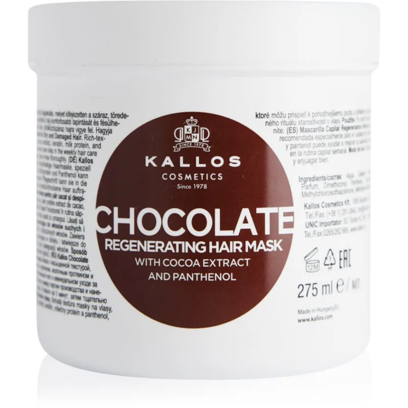 Kallos KJMN Professional Chocolate αναγεννητική μάσκα για τα μαλλιά 275 ml