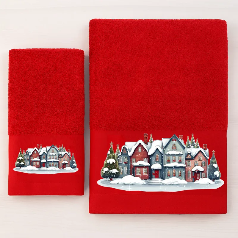 Χριστουγεννιάτικες Πετσέτες (Σετ 2 τεμ.) Christmas Houses - Astron Italy