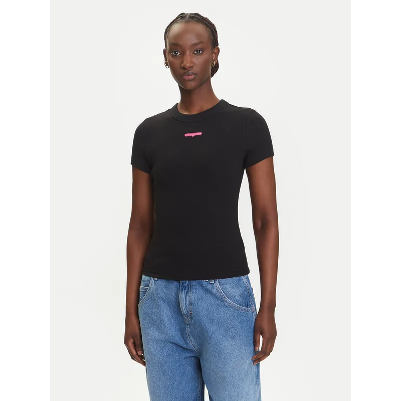 Tommy Jeans T-Shirt Script Label DW0DW21402 Μαύρο Slim Fit