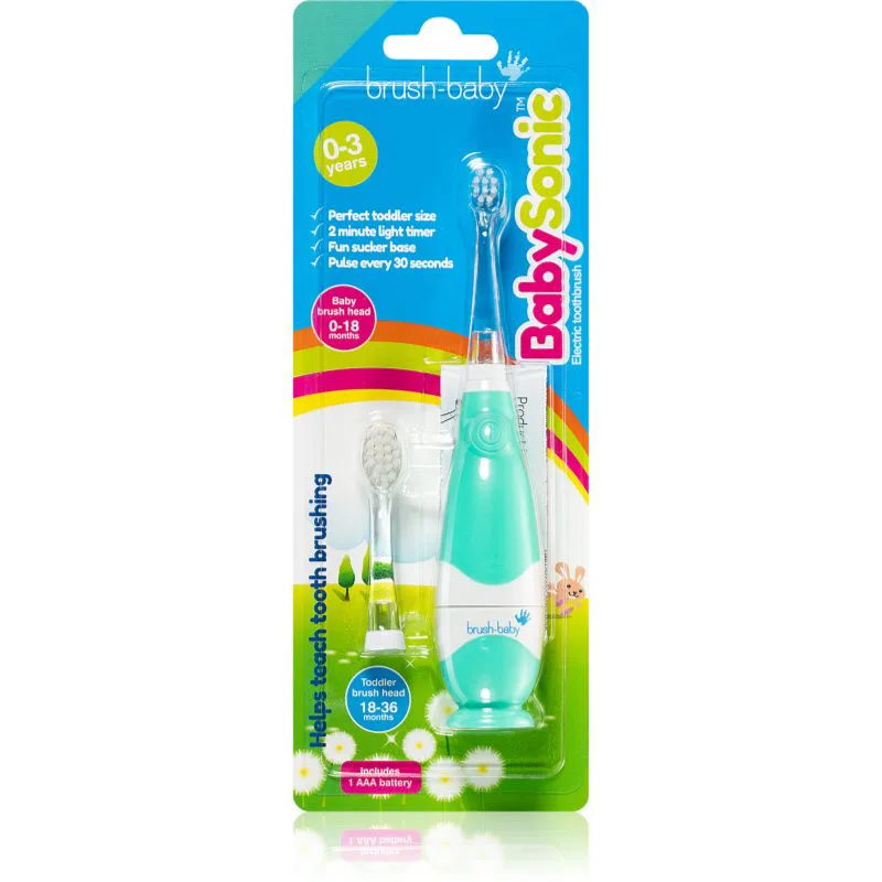 Brush Baby BabySonic ηλεκτρική οδοντόβουρτσα για παιδιά 0 – 36 μήνες Teal 1 τμχ