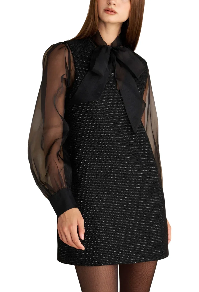 Φόρεμα Attrattivo Μονόχρωμο Με Ασημί Κλωστή 9922225-BLACK Γυναικείο