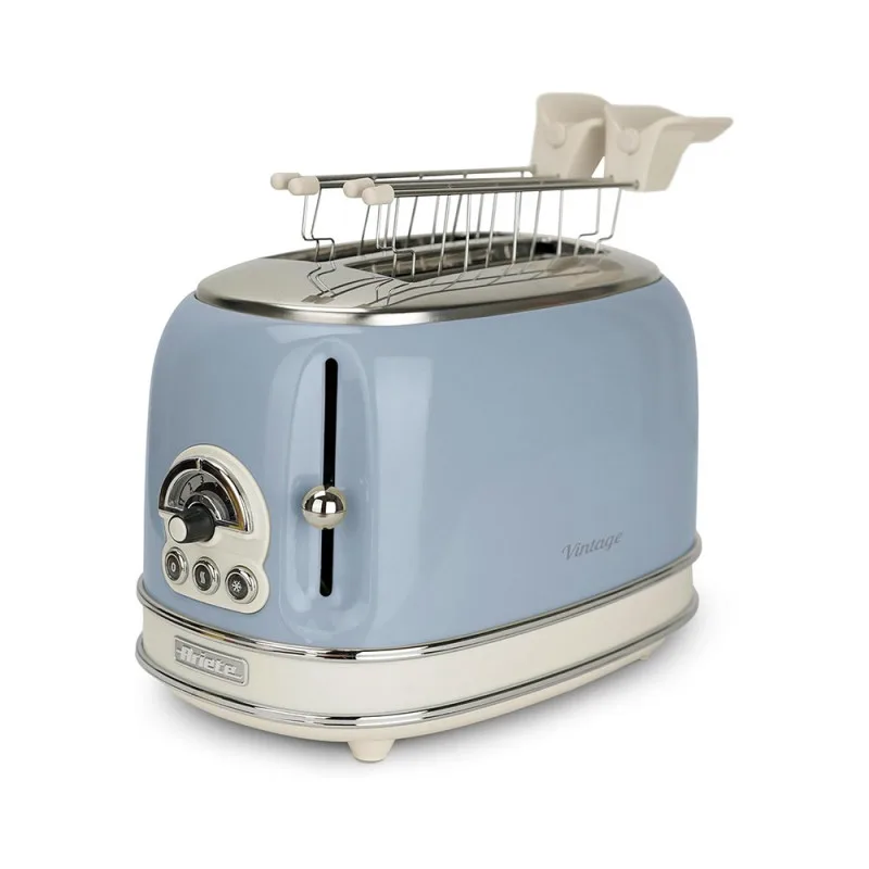 Τοστιέρα ψωμιού Ariete VINTAGE 0155/05, 810W, 2 φέτες, 3 λειτουργίες, 6 στάδια, Αφαιρούμενος δίσκος ψίχας, Μπλε