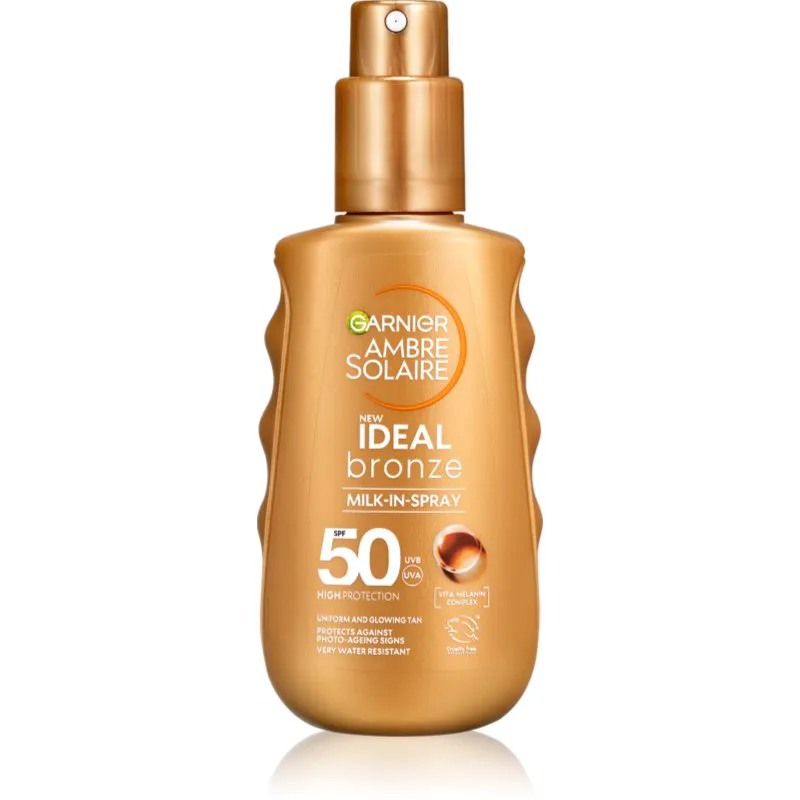 Garnier Ambre Solaire Ideal Bronze αντηλιακό γάλα σε σπρέι για το σώμα SPF 50 150 ml