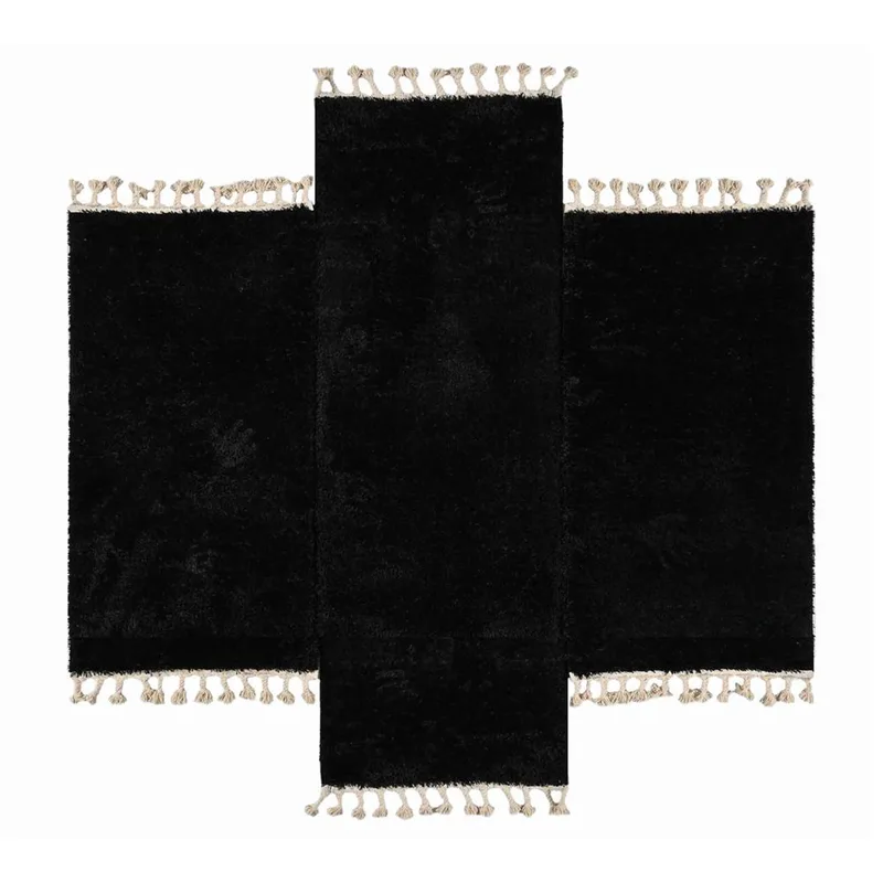 Χαλιά Κρεβατοκάμαρας (Σετ 3τμχ) Polcarpet Silky Shaggy Black