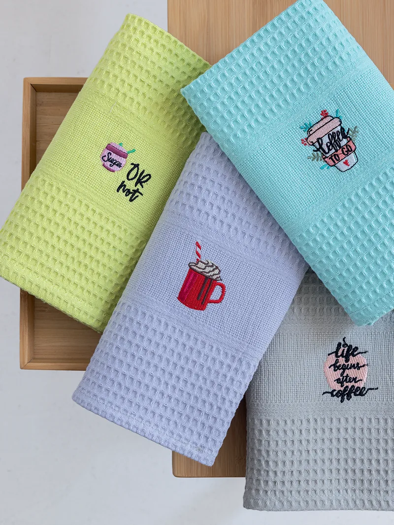 Σετ 4 Πετσέτες Κουζίνας Kitchen Towels 50x70 NORA102 EMBROIDERY 1