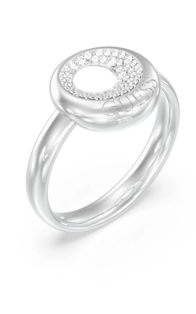 GUESS STEEL MOON DROPS JUBR06248JWRH-No.58 Δαχτυλίδι Ασημένιο Με Σχέδιο Με Πέτρες
