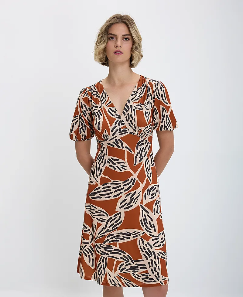 Φόρεμα Leaf Printed σε Εμπριμέ