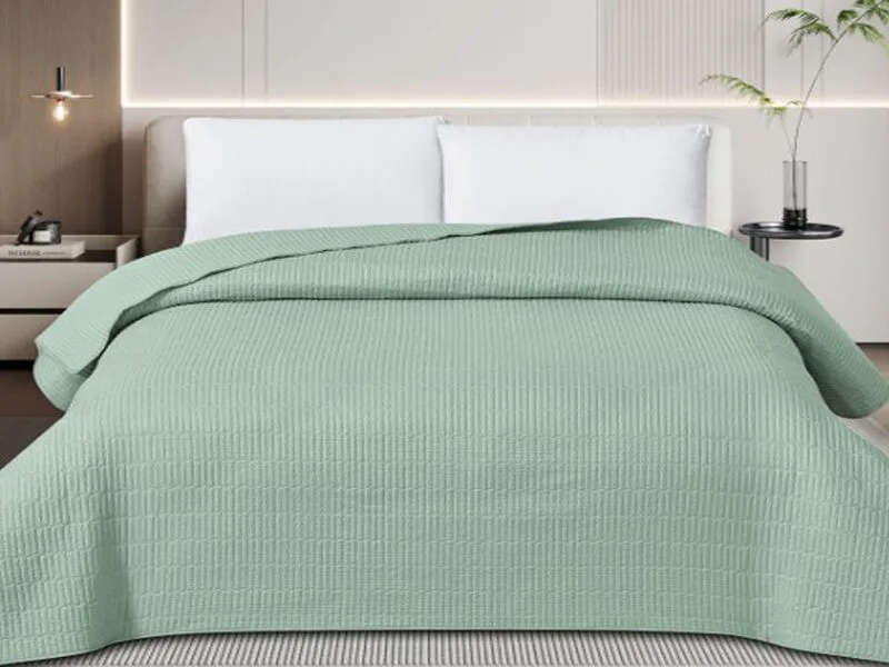 Κουβερλί Κεντημένο Διπλής Όψης 100% Microfiber Γαρύφαλλο - Λαδί-Πράσινο, 160x240