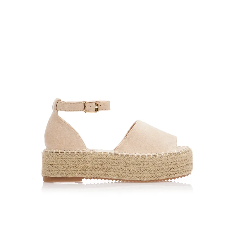 Εσπαντρίγιες flatforms μπεζ σουέτ ΜΠΕΖ