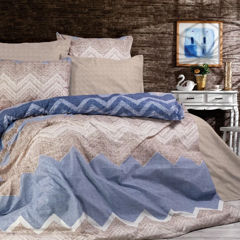 Παπλωματοθήκη Μονή Dimcol Αθηνά 407 Μπεζ-Blue 160x240