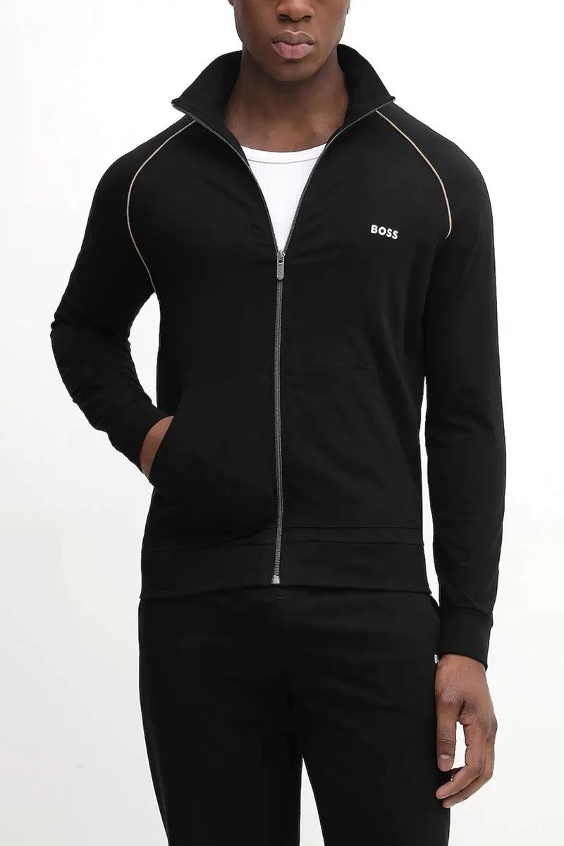 BOSS HOMEWEAR ΦΟΥΤΕΡ FULLZIP MIXMATCH JACKET Z ΜΑΥΡΟ