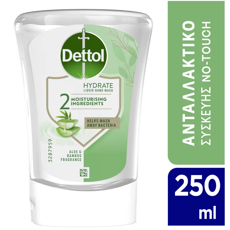 Dettol Hydrate Liquid Hand Wash No-Touch Refill Ανταλλακτικό Υγρό Αυτόματης Συσκευής Κρεμοσάπουνου 250ml