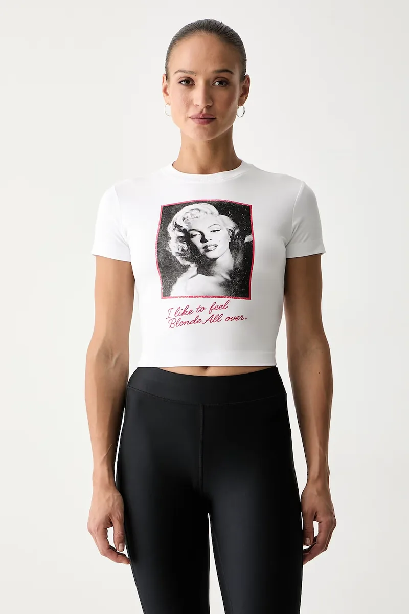 Guess crop top γυναικείο με βισκόζη MARILYN MONROE
