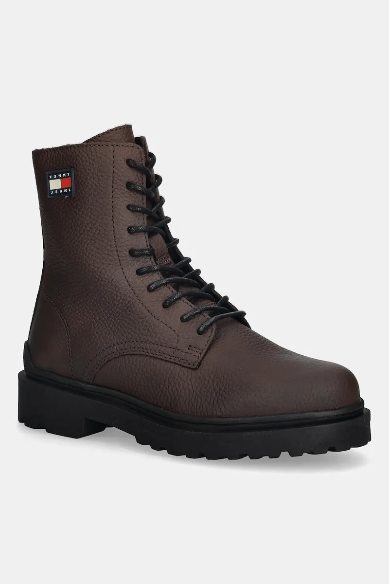 Δερμάτινα παπούτσια Tommy Jeans TJM LACE UP TUMBLED HIGH