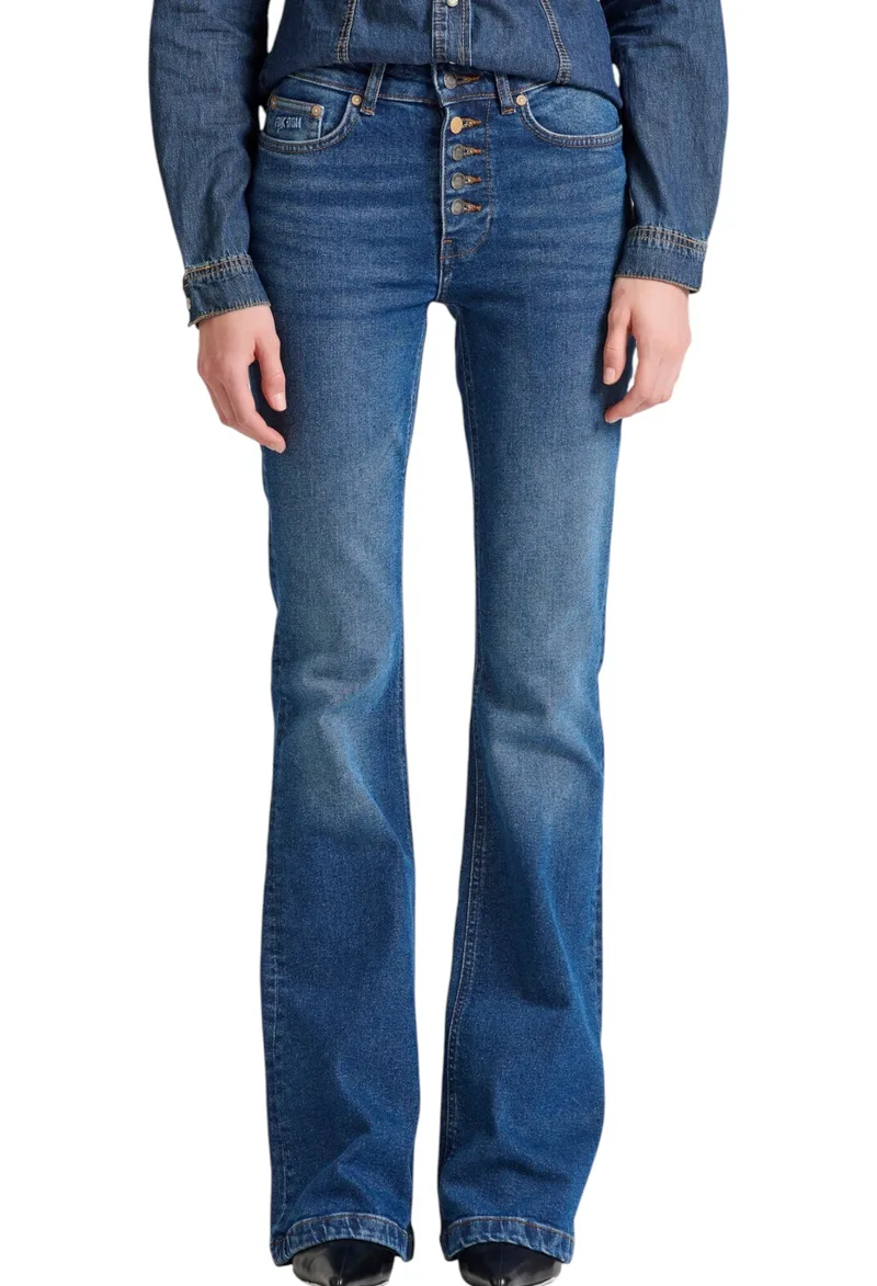 Παντελόνι Jean Funky Buddha Flare Fit FBL010-160-02-DK BLUE Γυναικείο